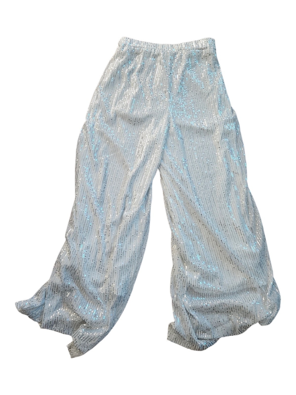 Silver Sequin Wide-Leg Pants